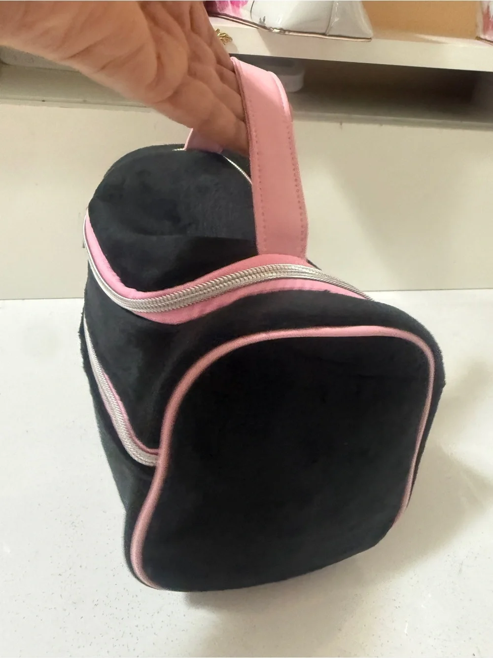 Juicy Couture Black and Pink Velvet Cosmetic Pouch